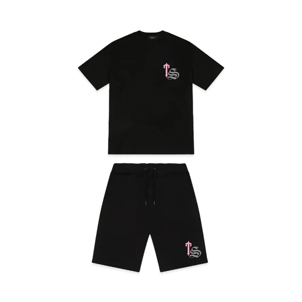TRAPSTAR TS Script Print Shorts Set "Black"