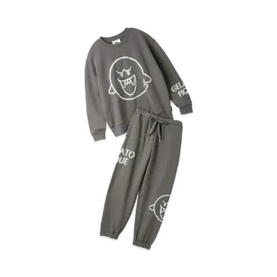 GELATO PIQUE x SUPER MARIO Fleece Pullover & Long Pants Set "Dark Gray"
