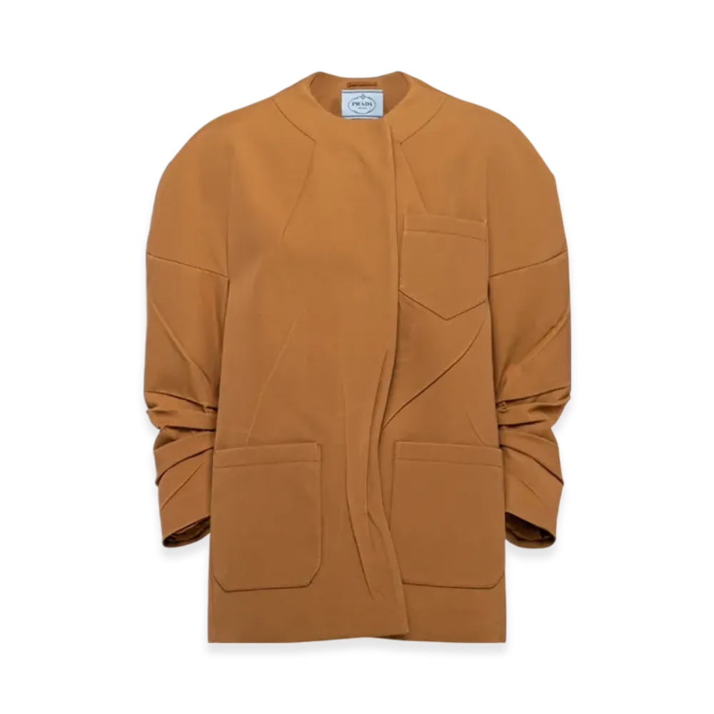 PRADA Women's Single-Breasted Gabardine Jacket "Caramel"