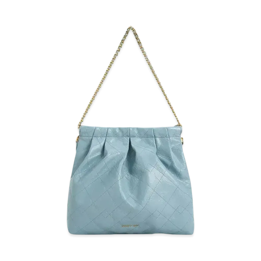 CHARLES & KEITH Duo Braided Chain-Handle Hobo Bag "SlateBlue"