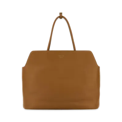 PRADA Women's Leather Shopping Bag "Beige"