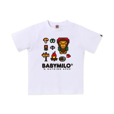 A BATHING APE Baby Milo Camp Tee "White"