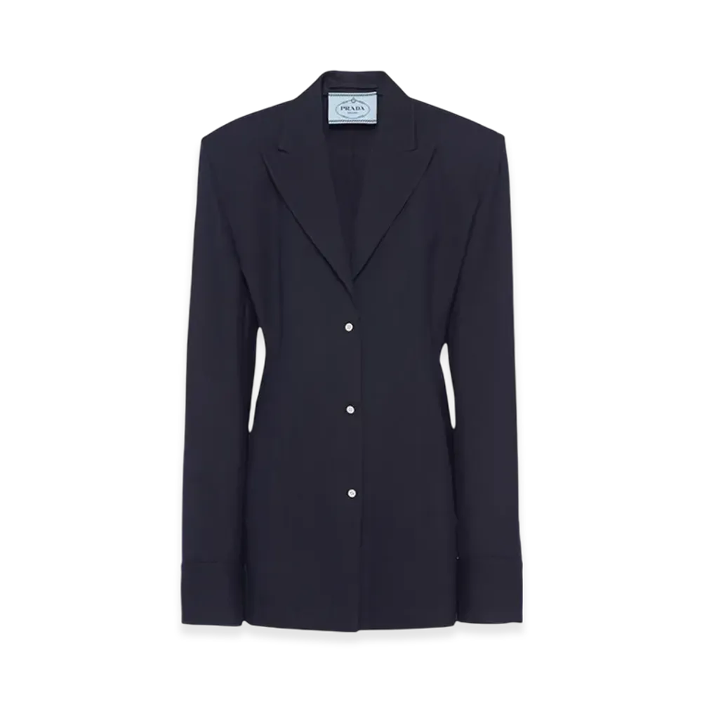 PRADA Women's Single-Breasted Pinstripe Wool Jacket "Navy"
