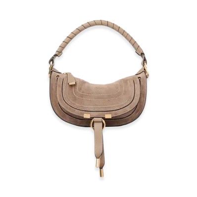 Chloe Women's Suede Mini Marcie Shoulder Bag "Beige"