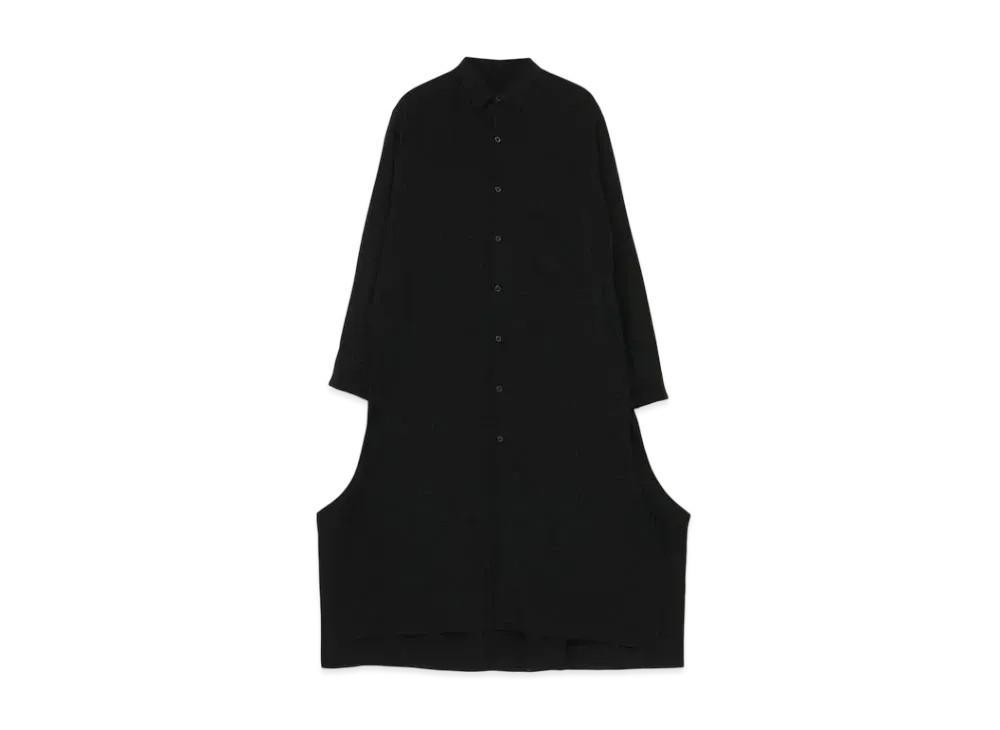 Yohji Yamamoto Y's DE CHINE CURVE SLIT BLOUSE "Black"