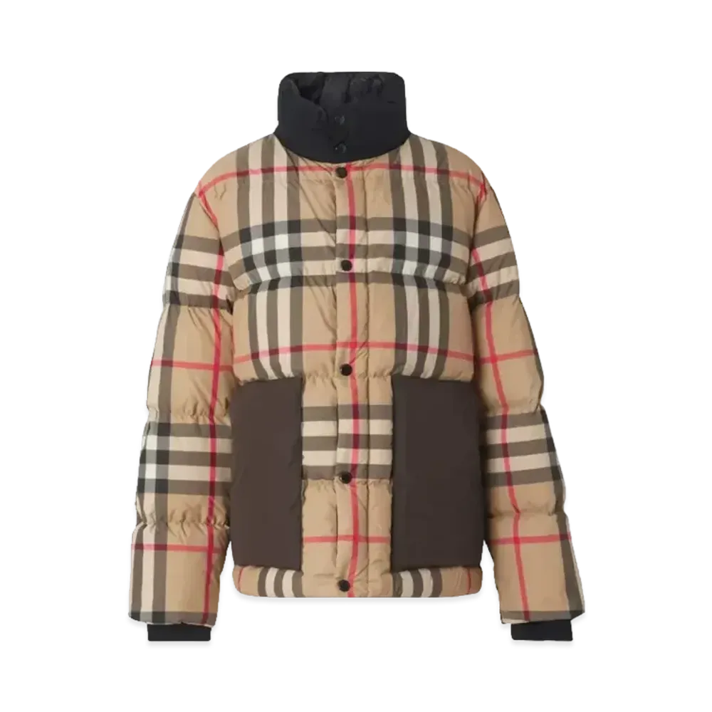 Burberry Men's Check Puffer Jacket "Archive Beige"