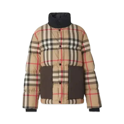 Burberry Men's Check Puffer Jacket "Archive Beige"