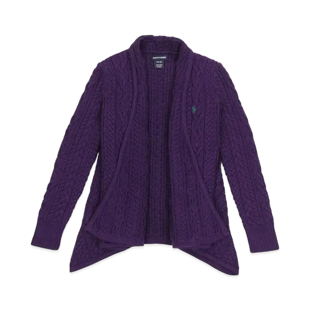 Polo Ralph Lauren Kids Aran-Knit Cotton Cardigan "Purple"