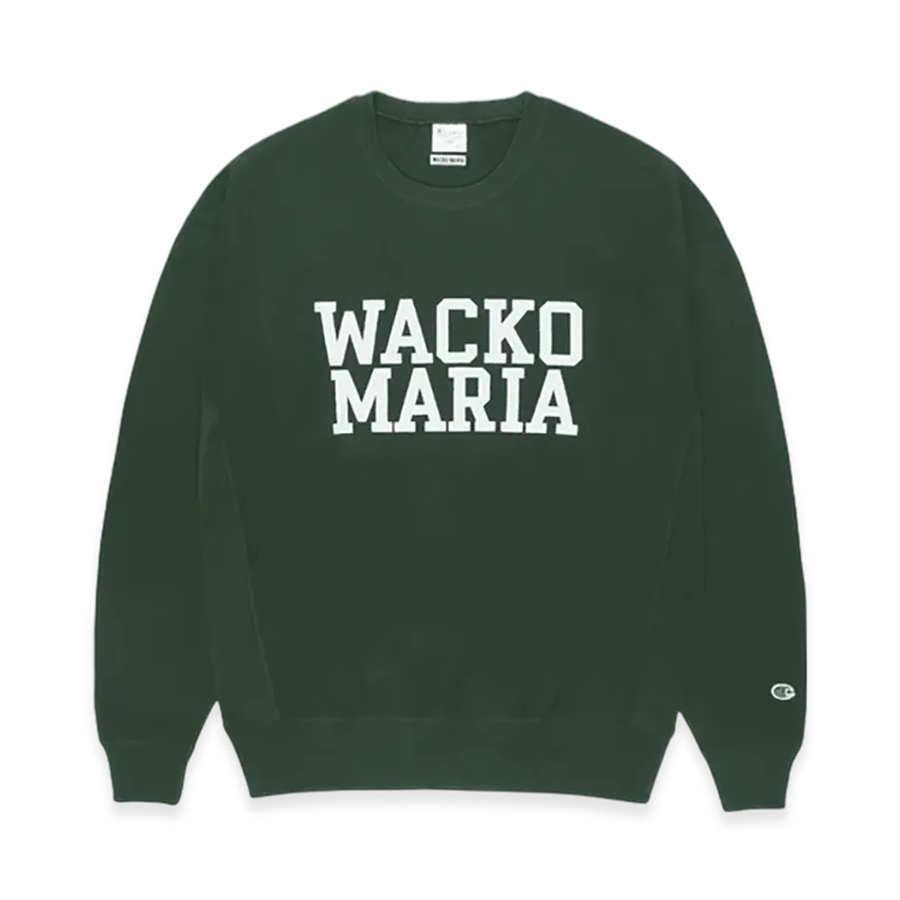 WACKO MARIA x Champion Reverse Weave Crew Neck Sweat Shirt "Dark Green"