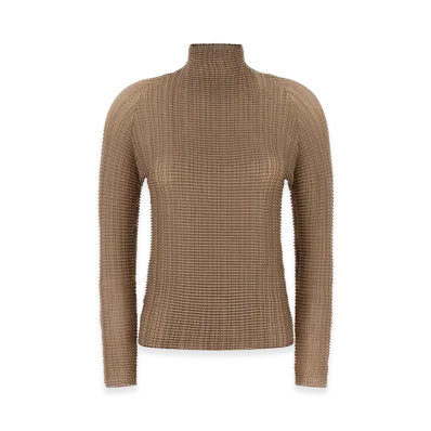 ISSEY MIYAKE Womens Wooly Pleats-56 Blouse "Beige"