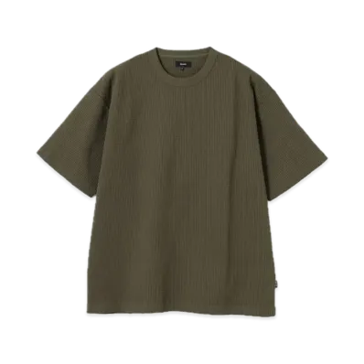 BEAMS Stretch Waffle Tee "Olive"
