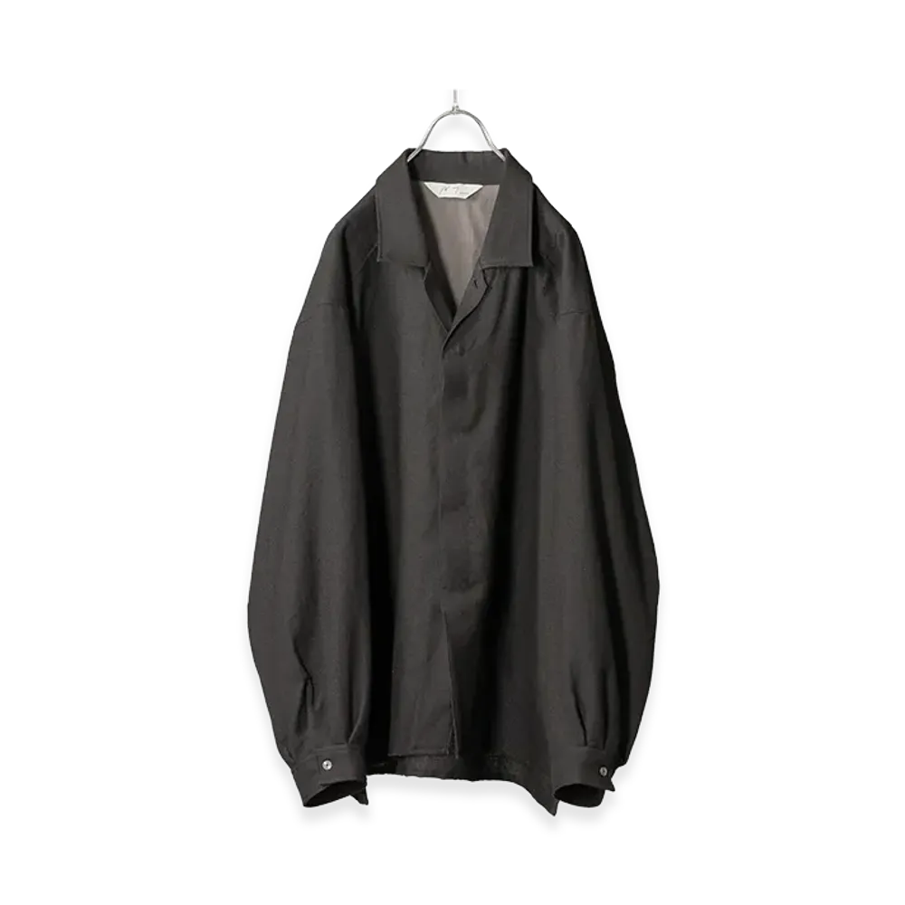 ANCELLM Wool Cross-Line Shirt "Black"