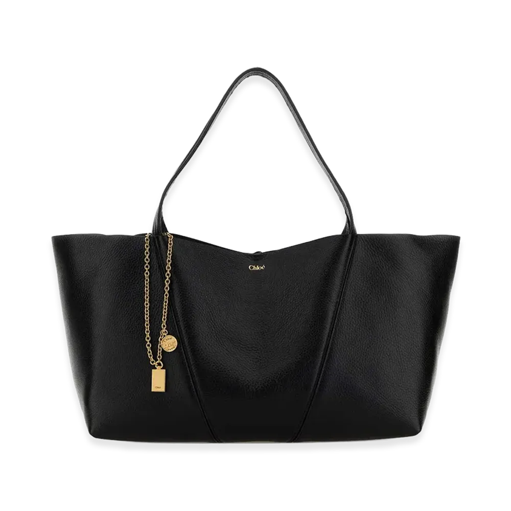 Chloe Women's Leather East-West Chloa Spin Shopping Bag "Black"