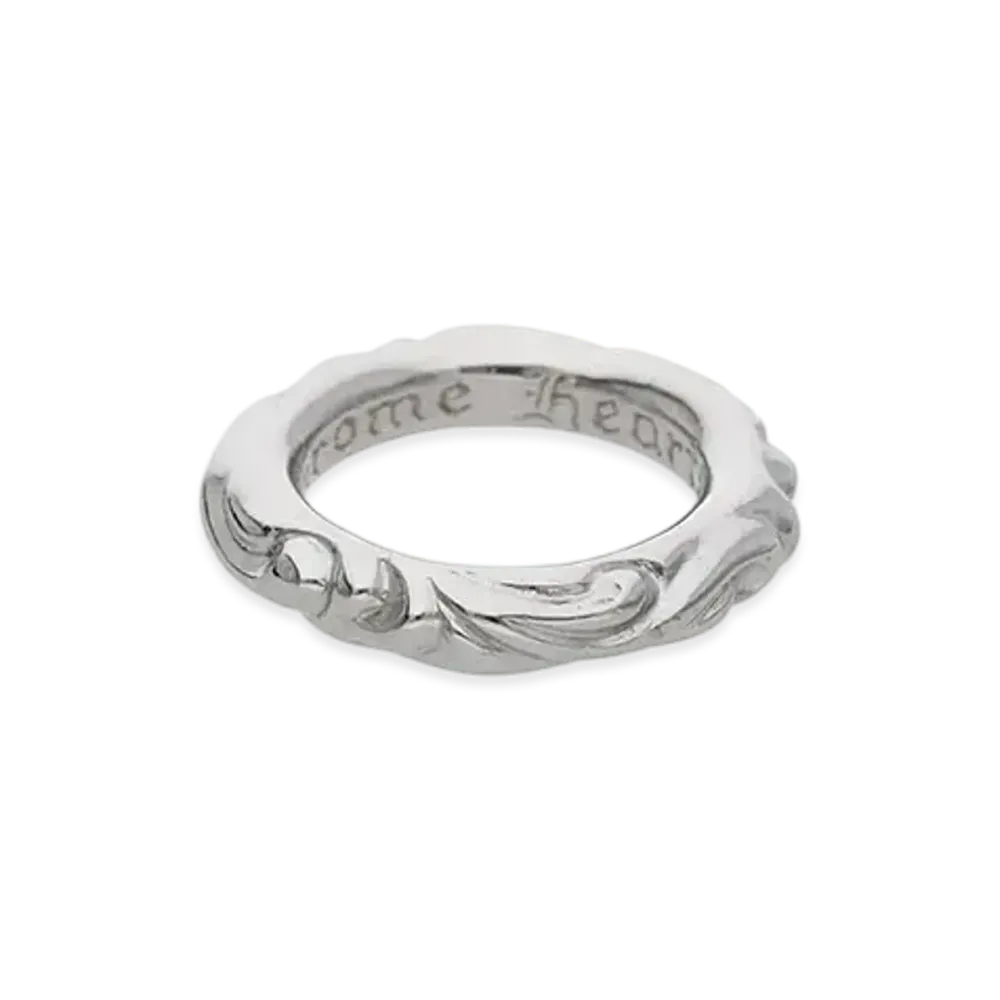 Chrome Hearts 18K Scroll Band Ring "White Gold"