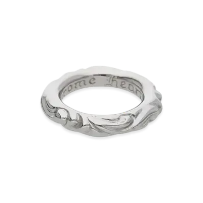 Chrome Hearts 18K Scroll Band Ring "White Gold"