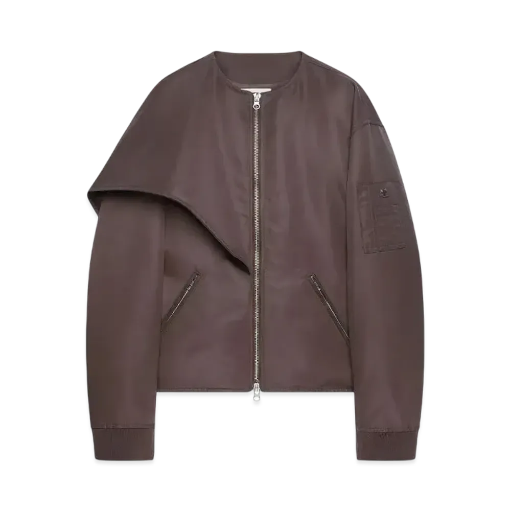 Courreges Bow Collar Bomber Jacket "Chocolate"