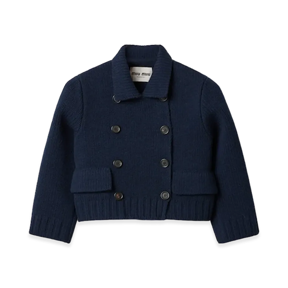MIU MIU Women's Cropped Wool Jacket "Navy"