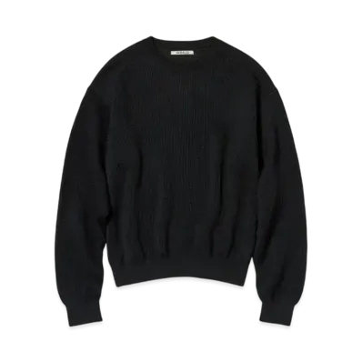 AURALEE Flat Yarn Rib Knit P/O "Black"