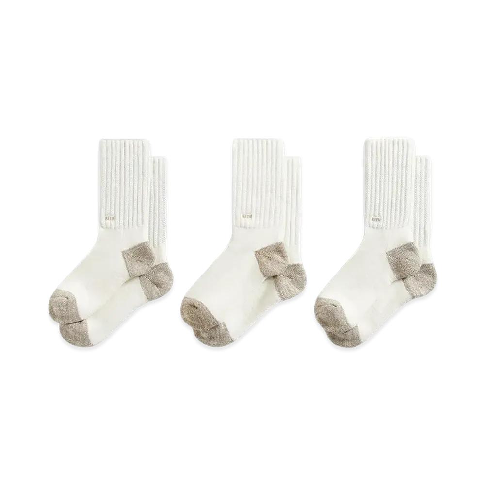 Kith Chunky Cotton 3-Pack Crew Socks "Silk"