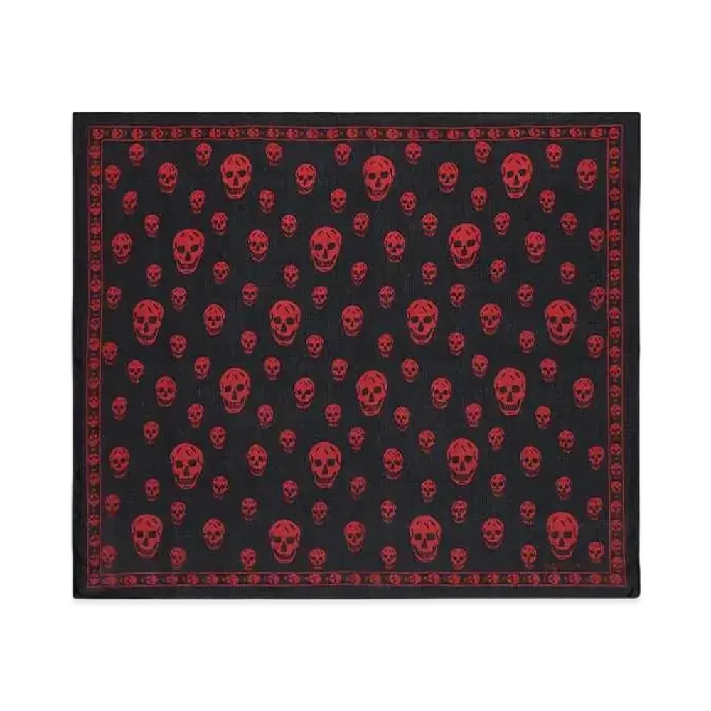 Alexander McQUEEN Classic Skull Foulard "Red"