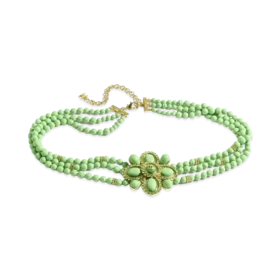 CHANEL Chain Belt Metal, Resin, Glass Pearls & Strass "Gold/Green/Crystal"