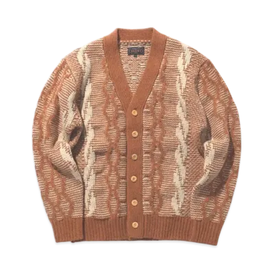 BEAMS Cardigan Heavy Cable Pattern "Orange"