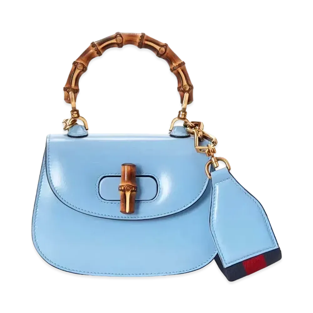GUCCI Mini Top Handle Bag with Bamboo "Blue"