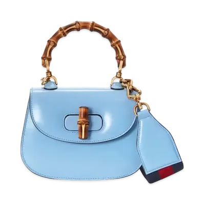GUCCI Mini Top Handle Bag with Bamboo "Blue"