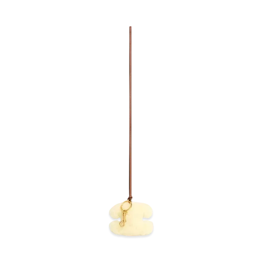 CELINE Triomphe Pom-Pom Keyring In Shearling and Smooth Calfskin With Gold Finishing "Natural/Tan"