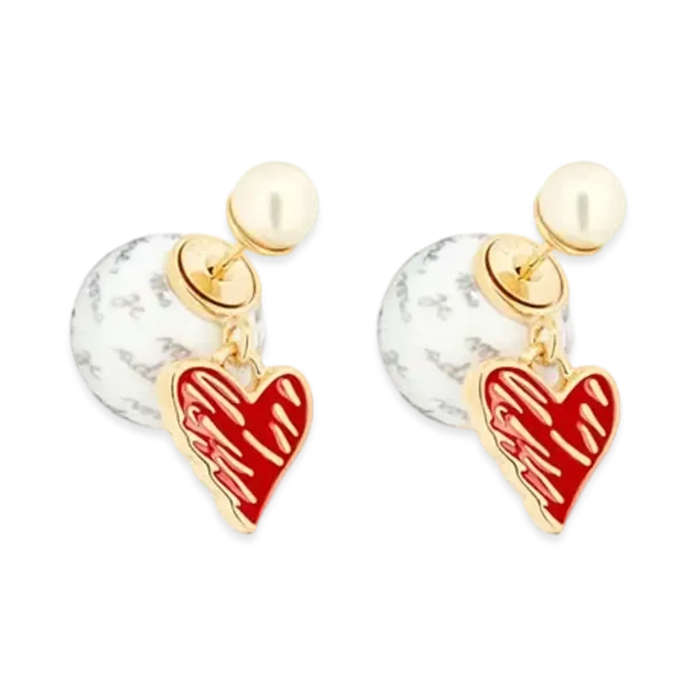 Dior Dioramour Dior Tribales Earrings Finish Metal with Resin Pearls and Lacquer "Gold/White/Red"