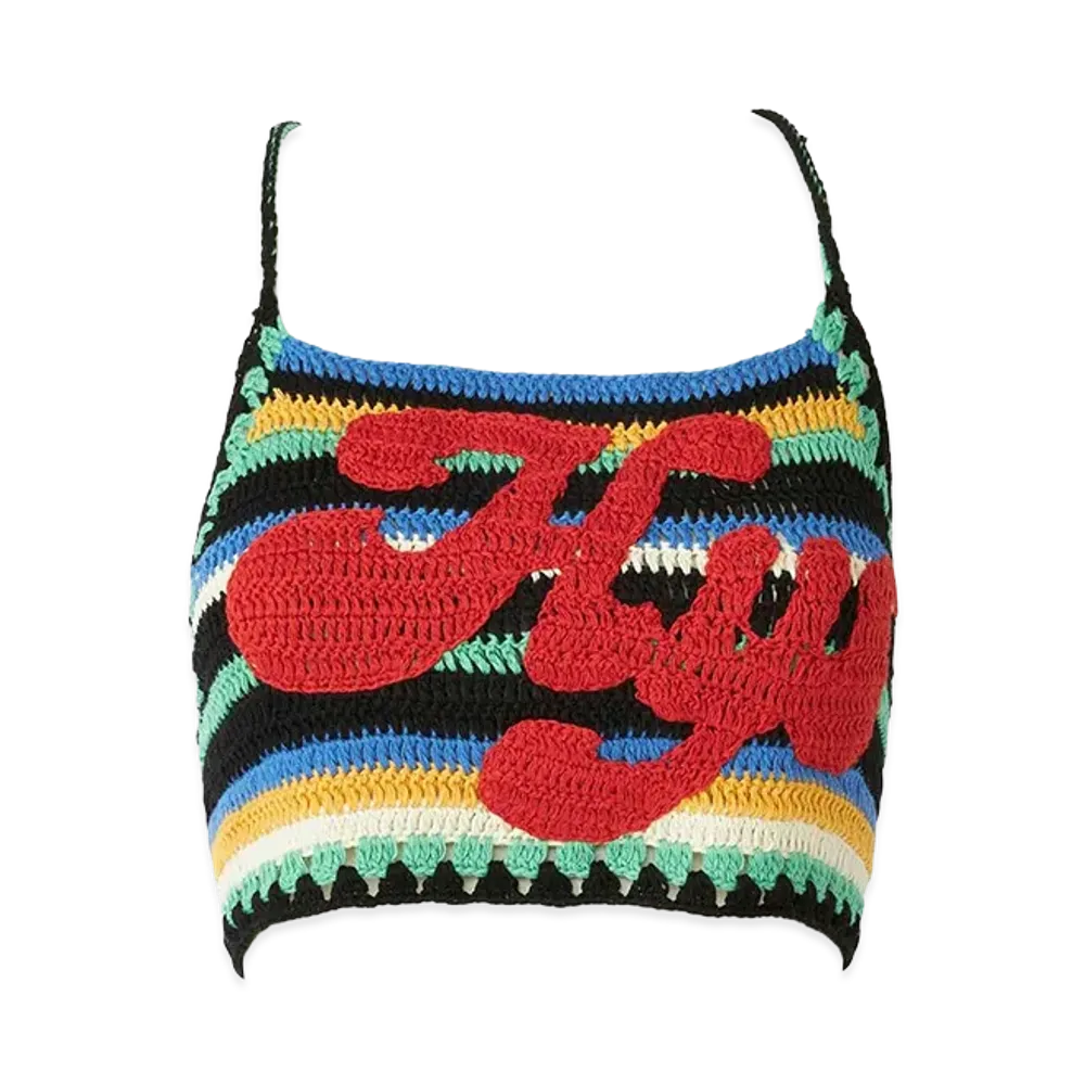 HYSTERIC GLAMOUR Women's HYS Logo Hand-Knit Halter Neck "Black"