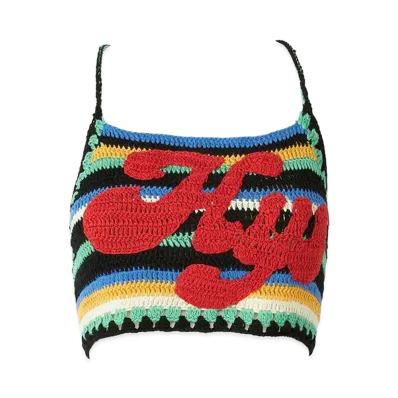 HYSTERIC GLAMOUR Women's HYS Logo Hand-Knit Halter Neck "Black"