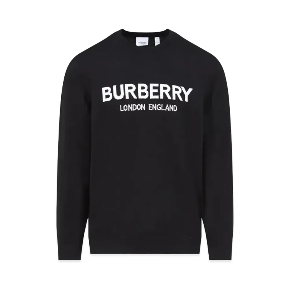 Burberry Men's Logo Intarsia Wool Blend Sweater "Black"