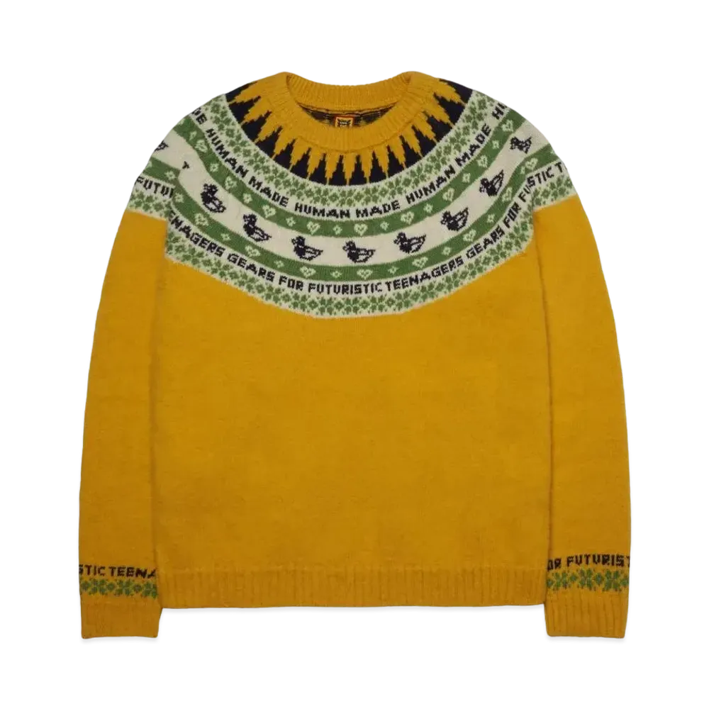 HUMAN MADE DUCK JACQUARD KNIT SWEATER "Yellow"