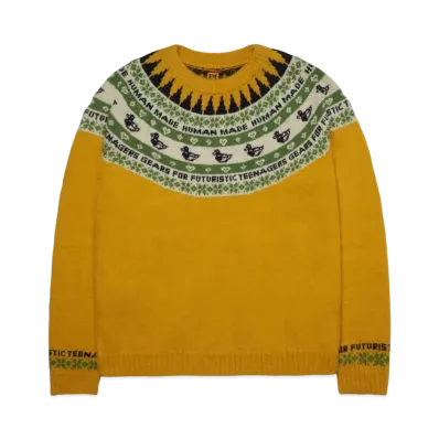HUMAN MADE DUCK JACQUARD KNIT SWEATER "Yellow"