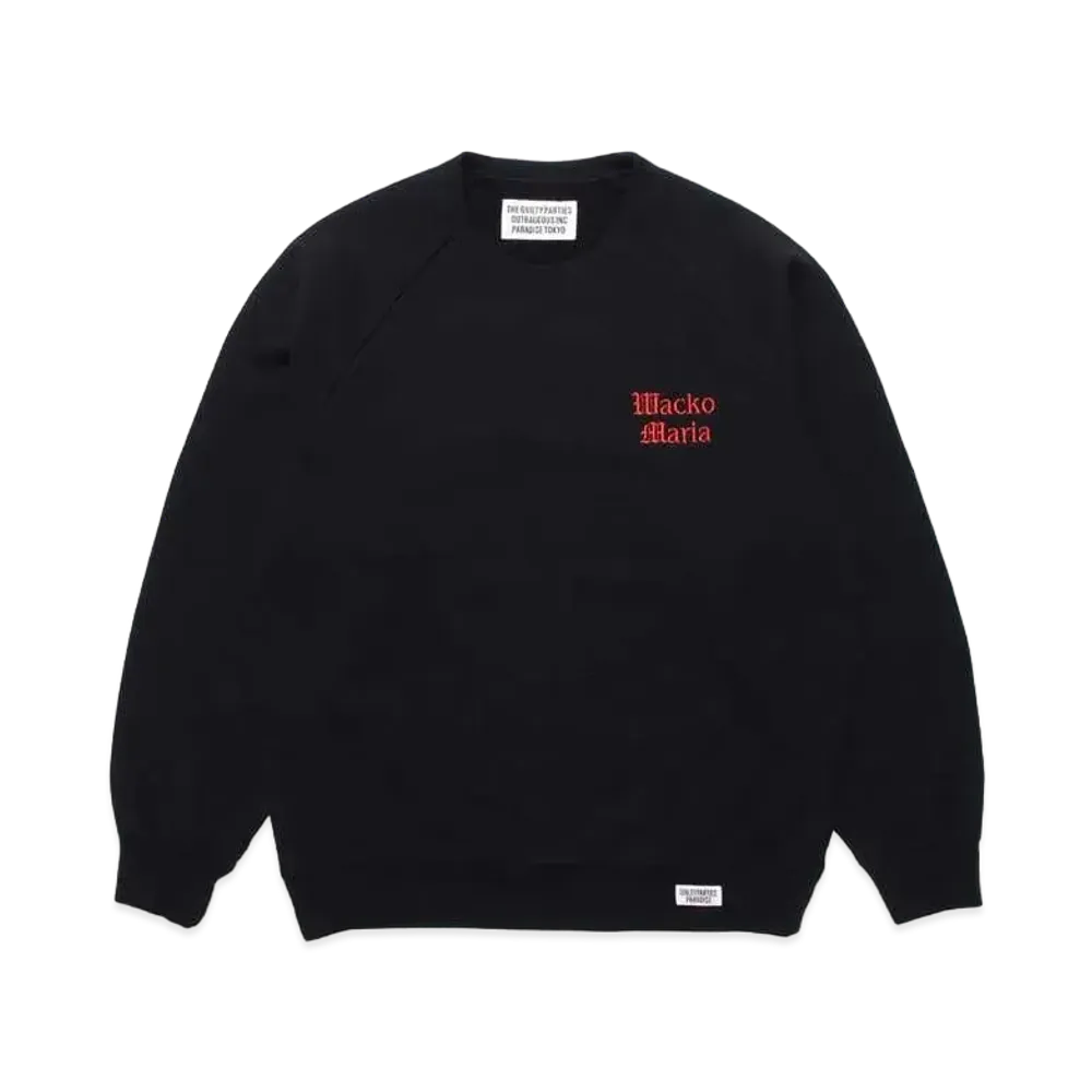 WACKO MARIA Washed Heavy Weight Crew Neck Sweat Shirt "Black"