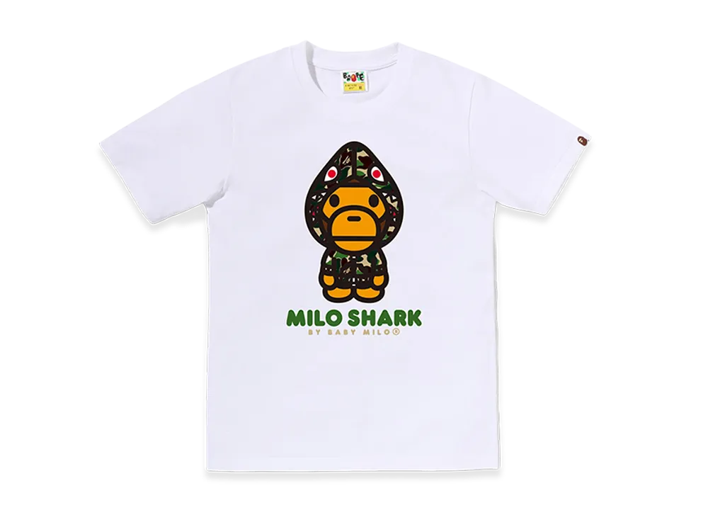 A BATHING APE Women's ABC Camo Milo Shark FZH Tee "White/Green"