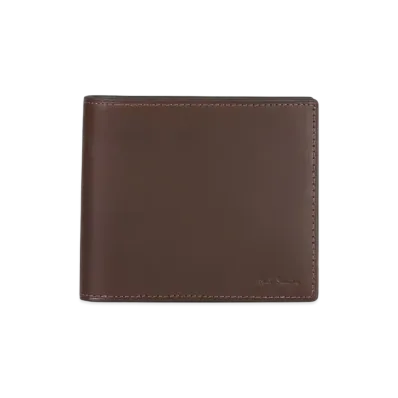 Paul Smith Vegetarian Stripe Trim Bifold Wallet "DarkBrown"