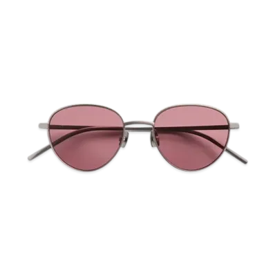 Bottega Veneta Intrecciato Panthos Sunglasses "Ruthenium/Red"