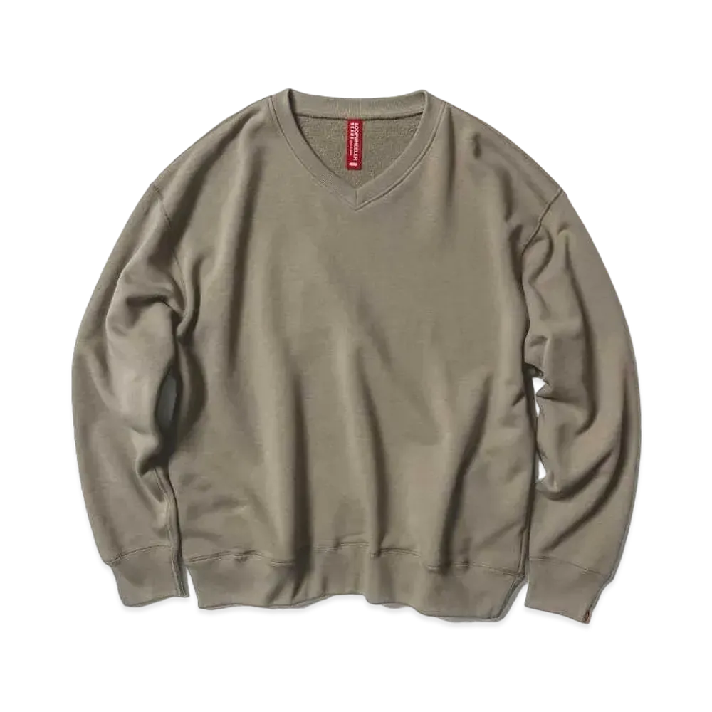 BEAMS JAPAN x LOOPWHEELER Exclusive Hanging Fleece V-Neck Sweatshirt "Cement"