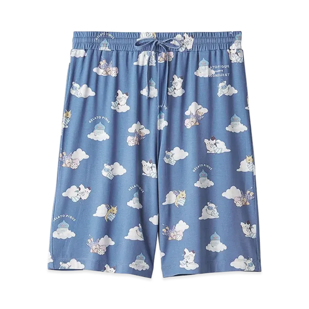 GELATO PIQUE x DRAGON QUEST Allover Pattern Half Pants "Blue"