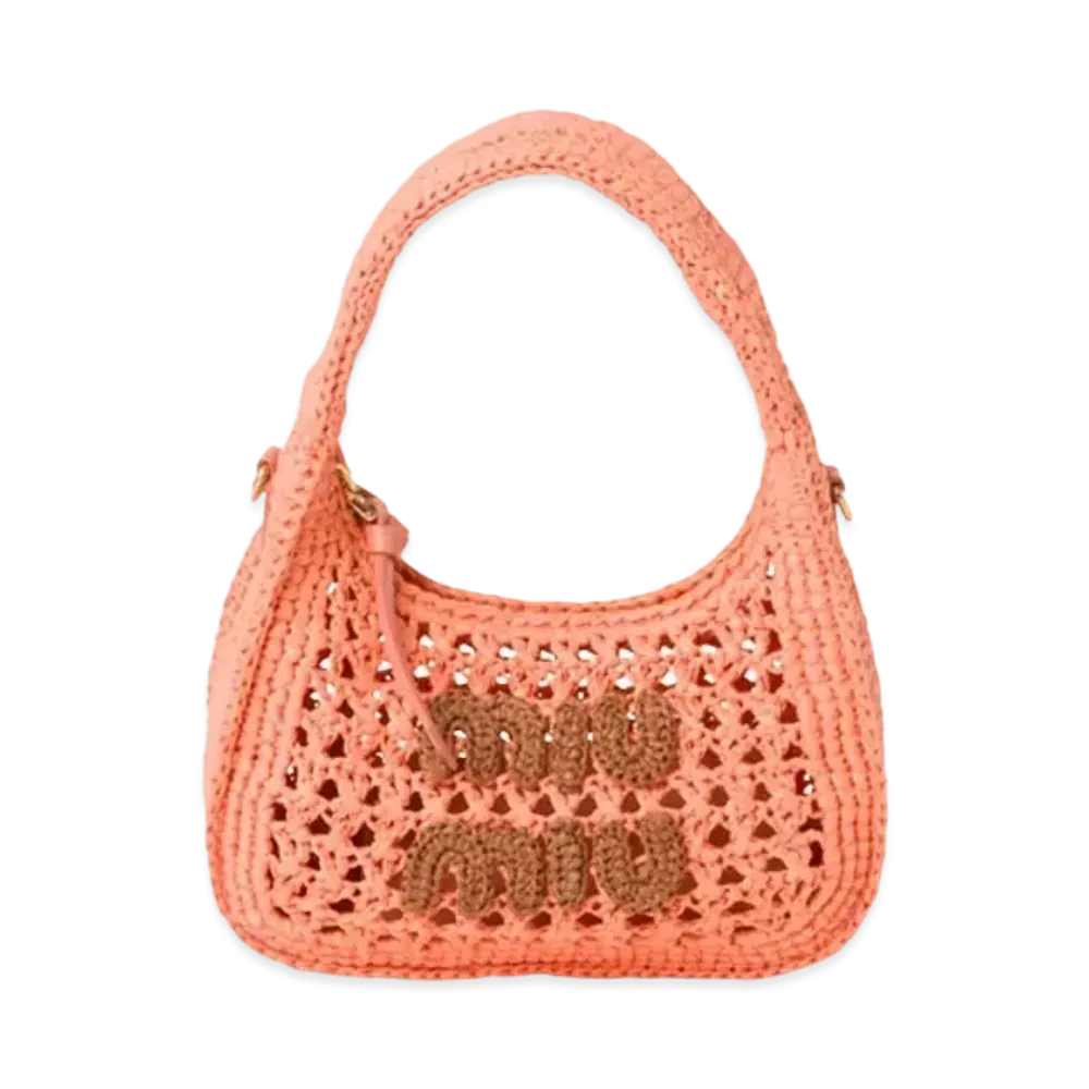 MIUMIU Wander Woven Fabric Hobo Bag "Tulip/Cognac"