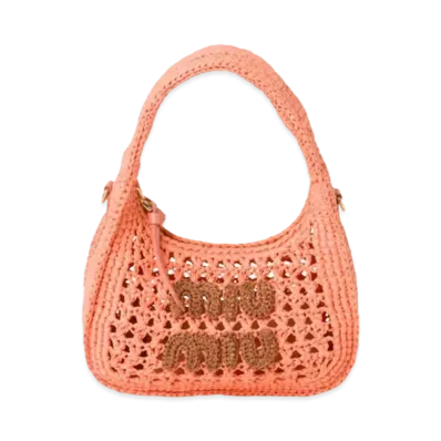 MIUMIU Wander Woven Fabric Hobo Bag "Tulip/Cognac"