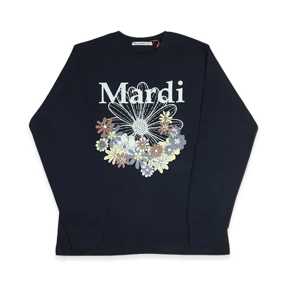 Mardi Mercredi T-Shirt Long Sleeve Flowermardi Jardin "Black Ivory"