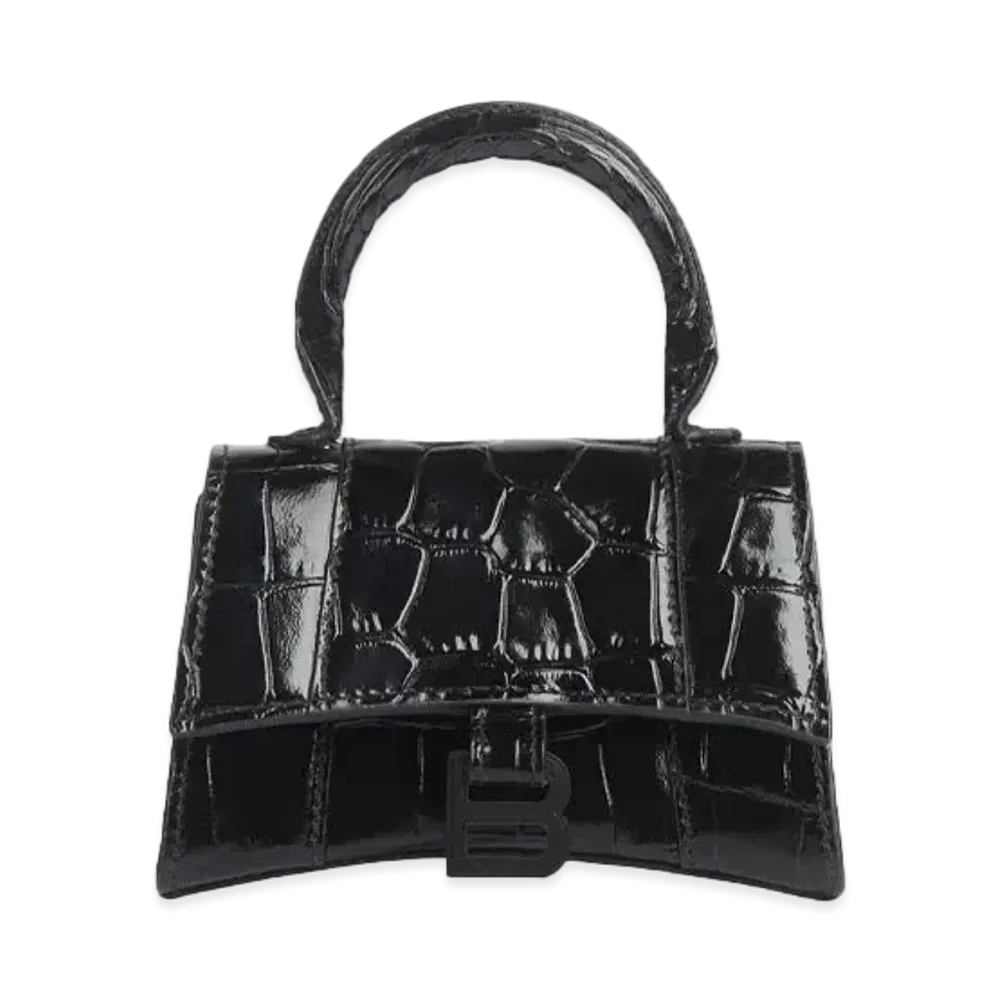 BALENCIAGA Women's Hourglass Mini Top Handle "Black"