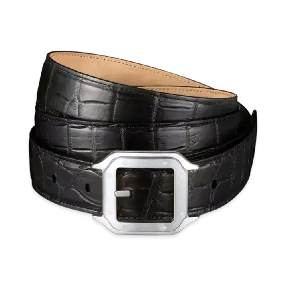 Cartier Belt, Santos de Cartier Crocodile Skin "Black/Palladium"