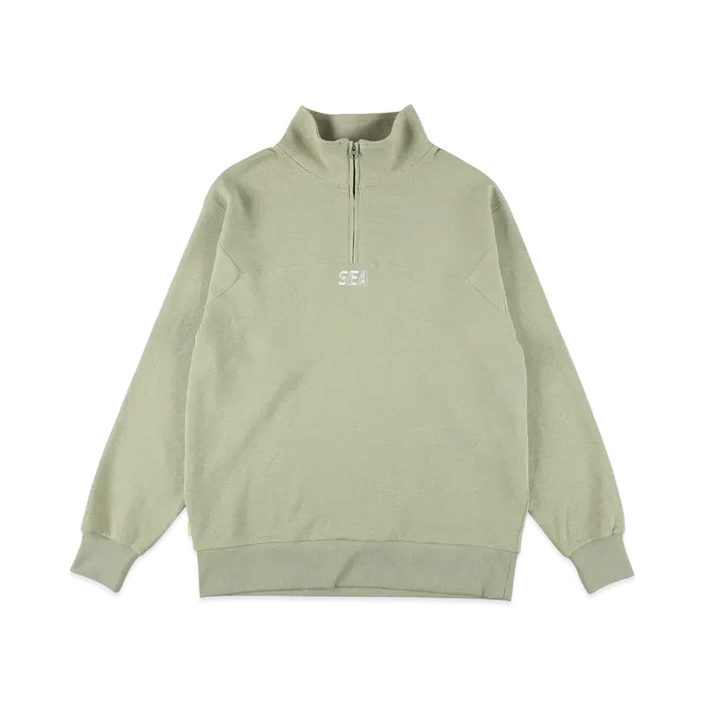 WIND AND SEA ES_W_Half Zip Waffle Shirt "Sage"