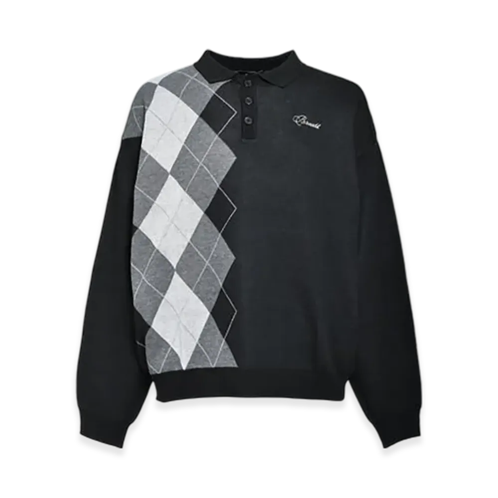 BREATH Argyle Knit Polo "Black"