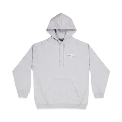 BALENCIAGA MENS Political Campaign Hoodie Medium Fit "Grey/Silver/Red"