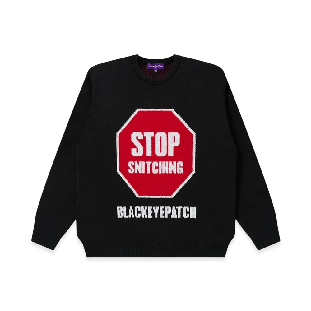 BlackEyePatch Stop Snitching Knitted Sweater "Black"